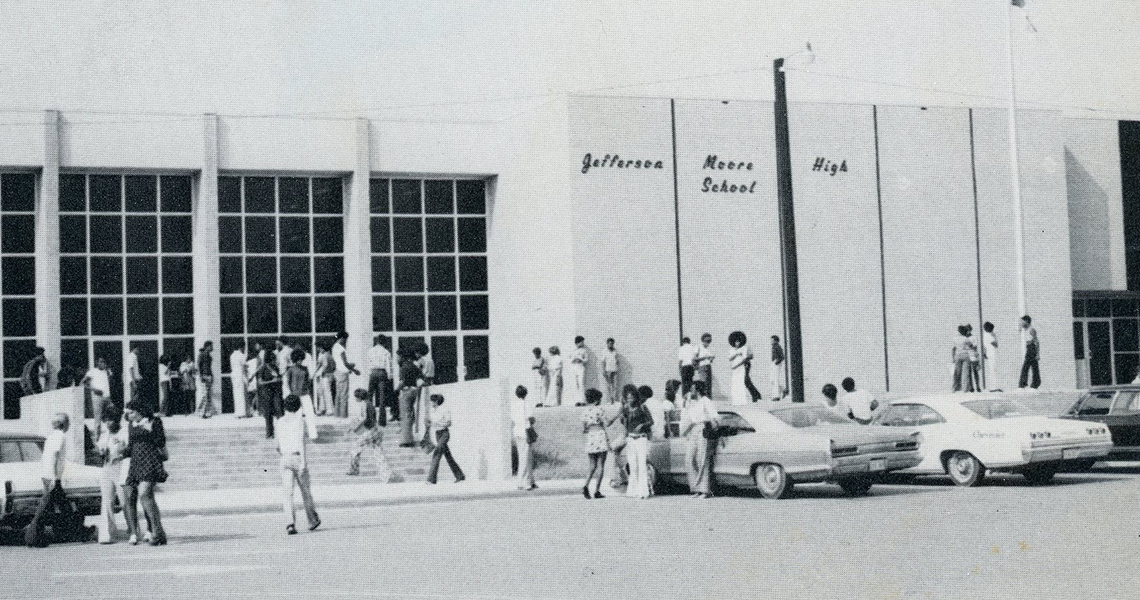 Black and white photo of Jefferson-Moore High