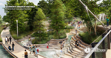 Rendering of Barron's Branch Creek bridge and rock structure with flowing spring